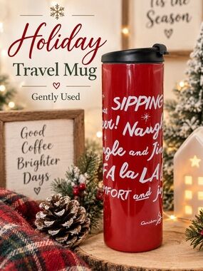 Caribou Naughty Holiday Red Travel Mug -